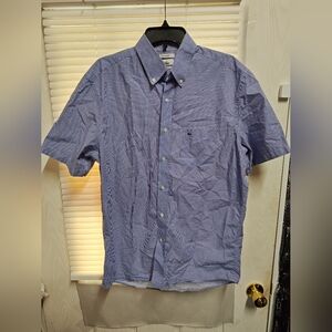 Lacoste Men's Blue Short Sleeve Gingham Shirt
